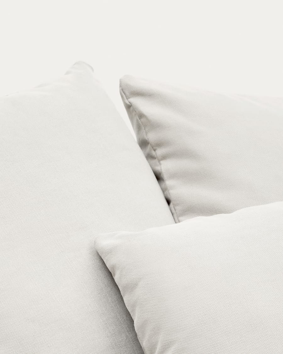 Nora armchair with a removable cover and ecru linen and cotton cushion 140 cm