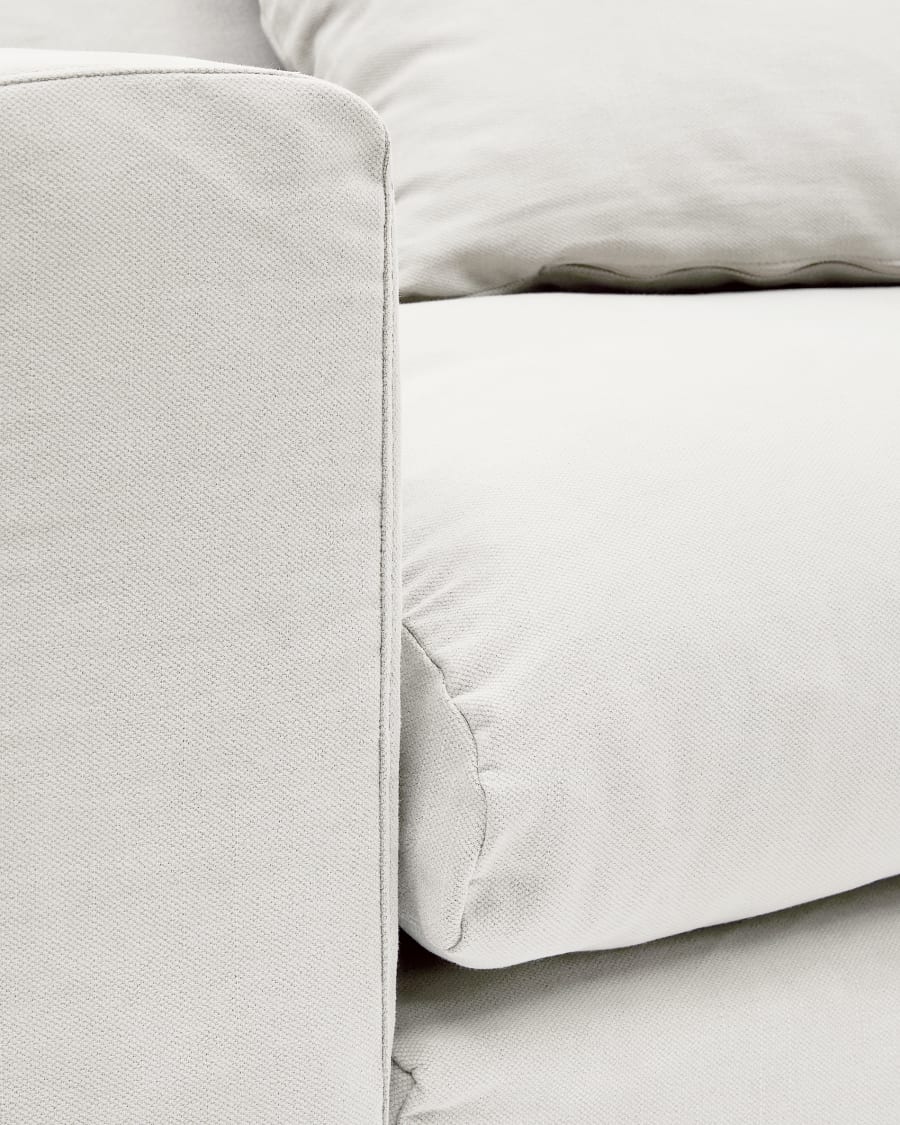 Nora armchair with a removable cover and ecru linen and cotton cushion 140 cm