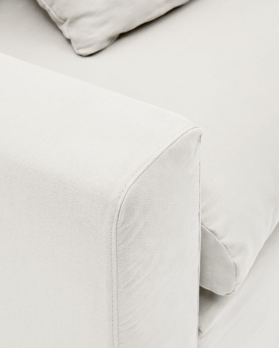 Nora armchair with a removable cover and ecru linen and cotton cushion 140 cm