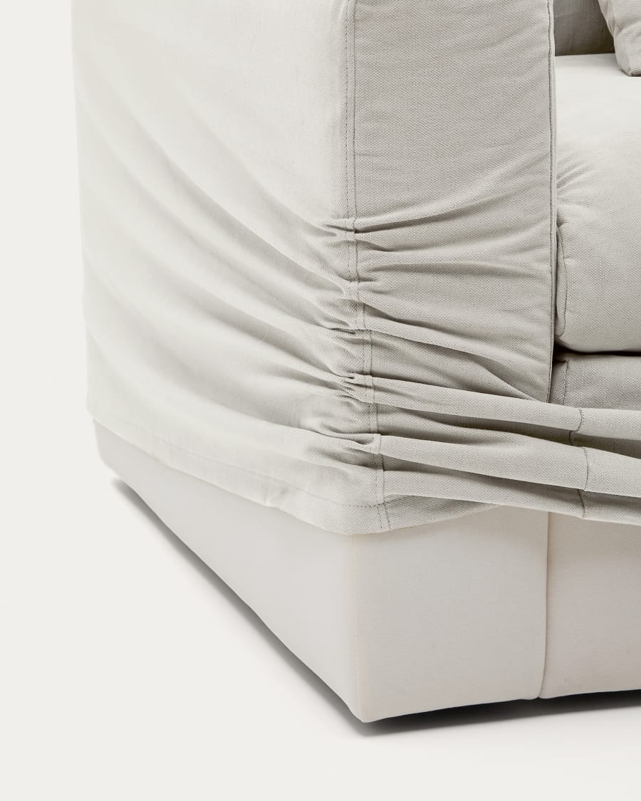 Nora armchair with a removable cover and ecru linen and cotton cushion 140 cm