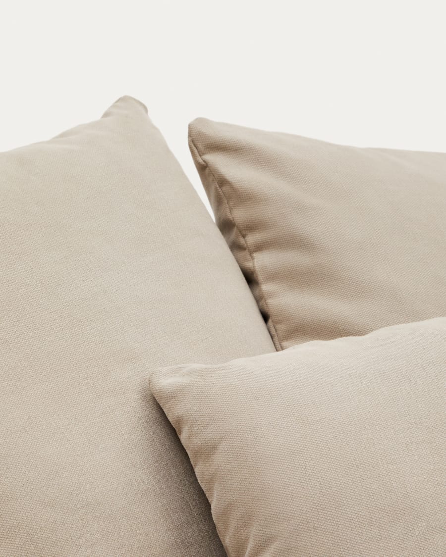 Nora armchair with a removable cover and taupe linen and cotton cushion 140 cm