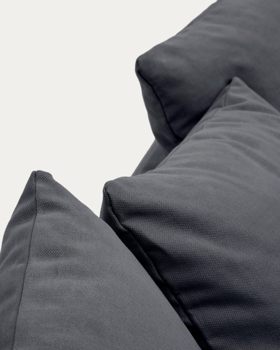 Nora 3-seater sofa with a removable cover and grey anthracite linen and cotton cushions 240 cm