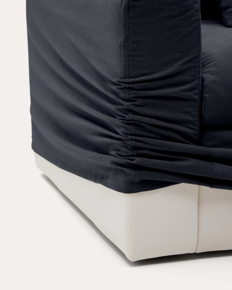 Nora 3-seater sofa with a removable cover and grey anthracite linen and cotton cushions 240 cm
