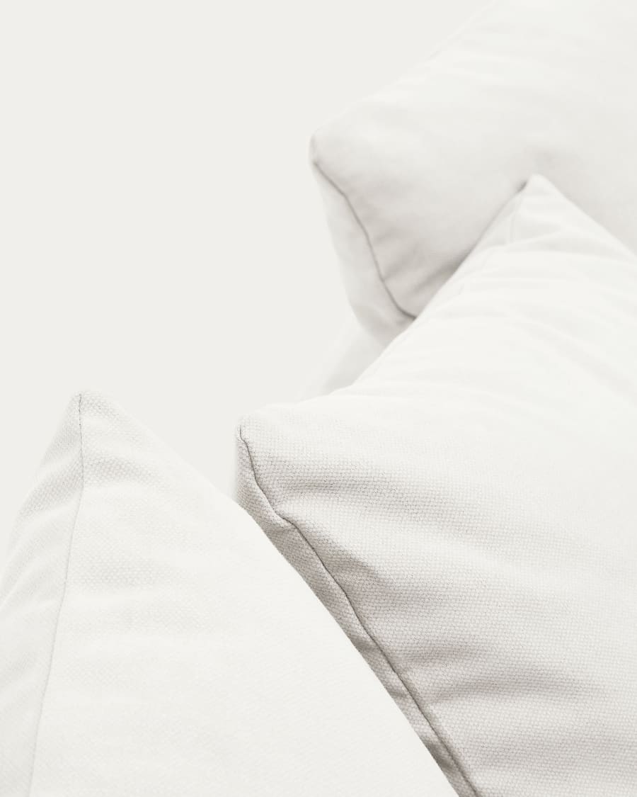 Nora 3-seater sofa with a removable cover and ecru linen and cotton cushions 240 cm