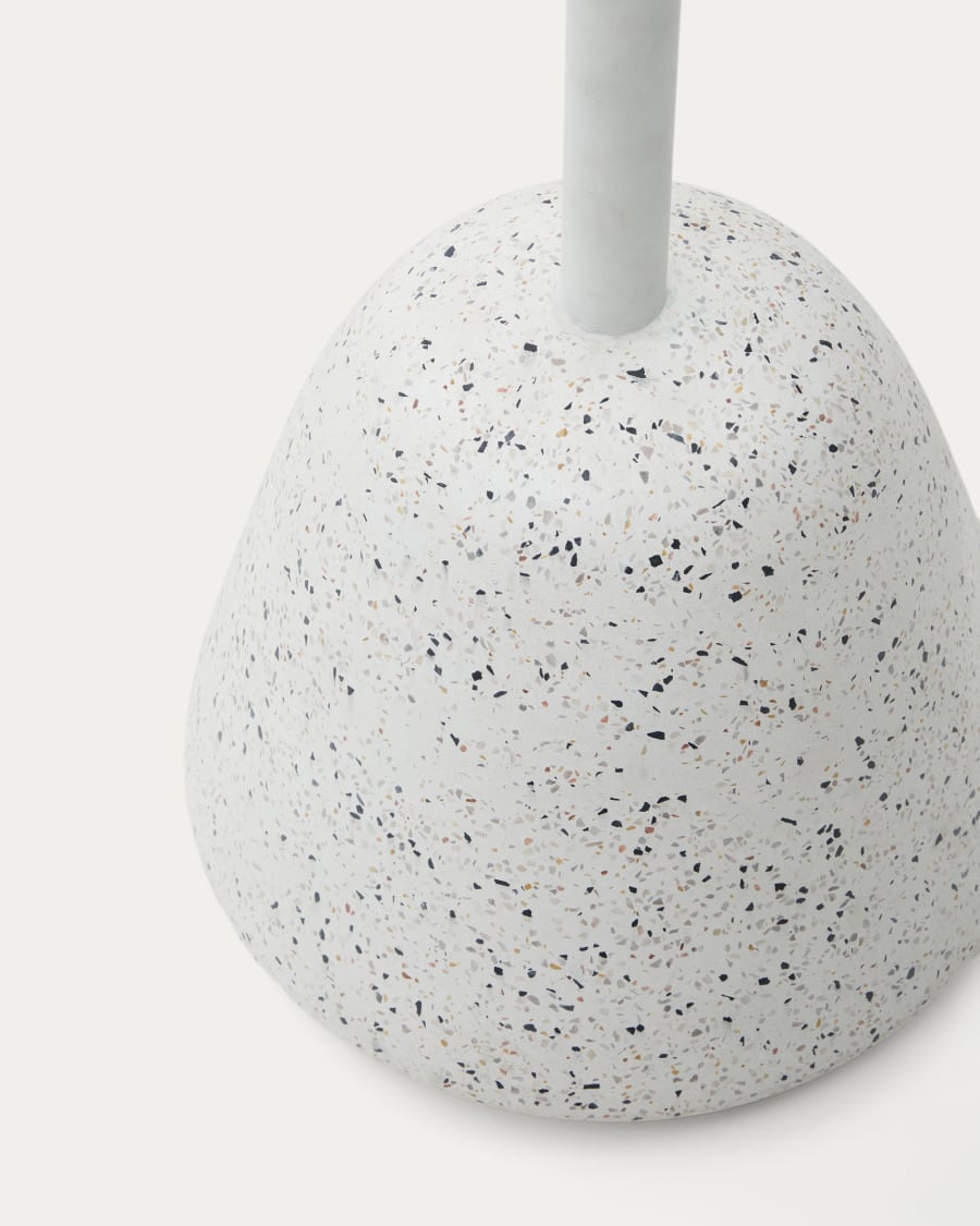 Saura Outdoor Table Base in White Terrazzo and Steel with White Finish Ø 41 x 95 cm