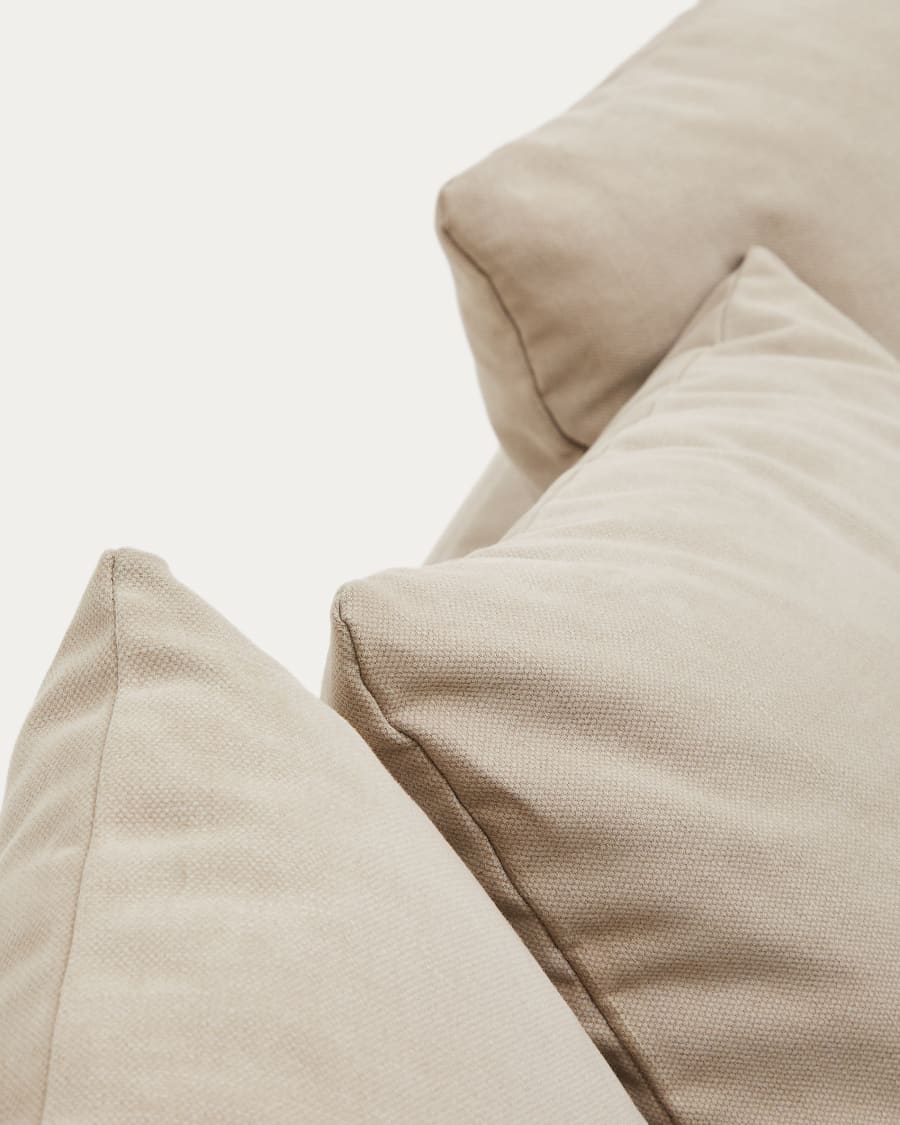 Nora 3-seater sofa with taupe linen and cotton cushions 240 cm