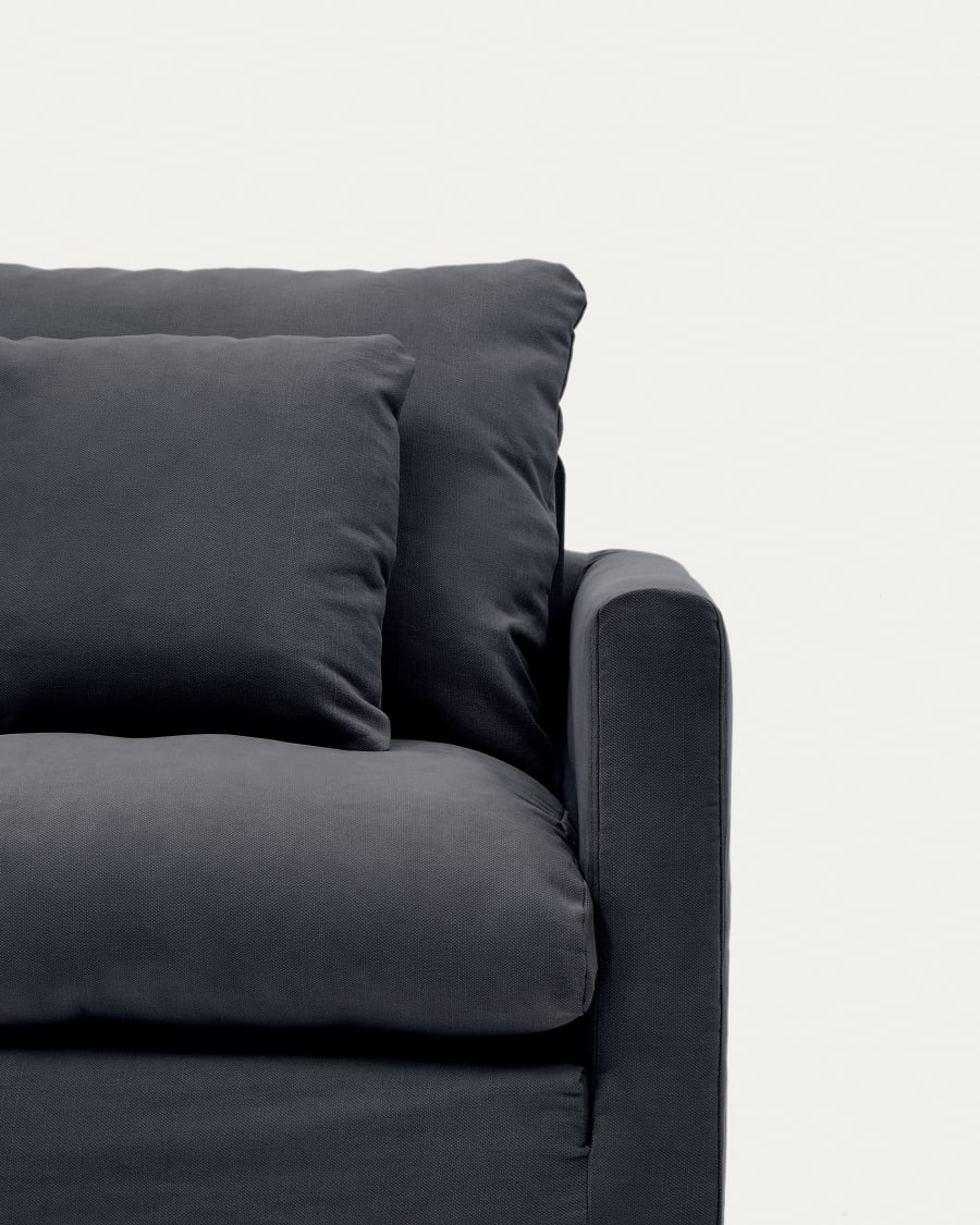Nora armchair cover in anthracite grey linen and cotton 92 cm