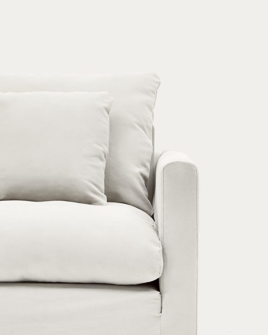 Nora armchair cover in ecru linen and cotton 92 cm