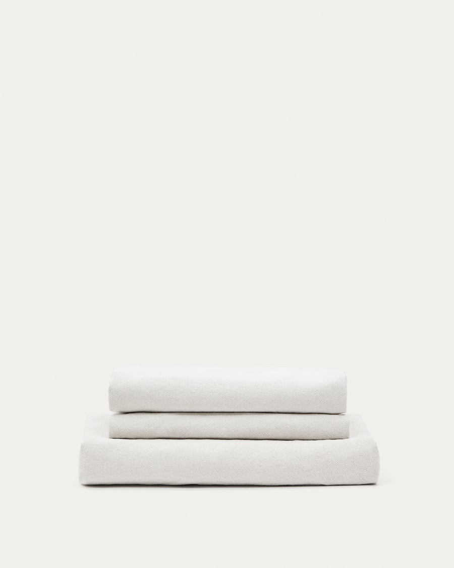 Nora armchair cover in ecru linen and cotton 92 cm