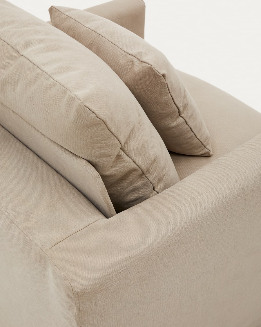 Nora armchair cover in taupe linen and cotton 92 cm
