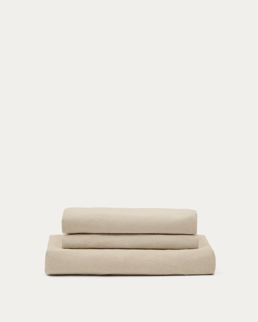 Nora armchair cover in taupe linen and cotton 92 cm