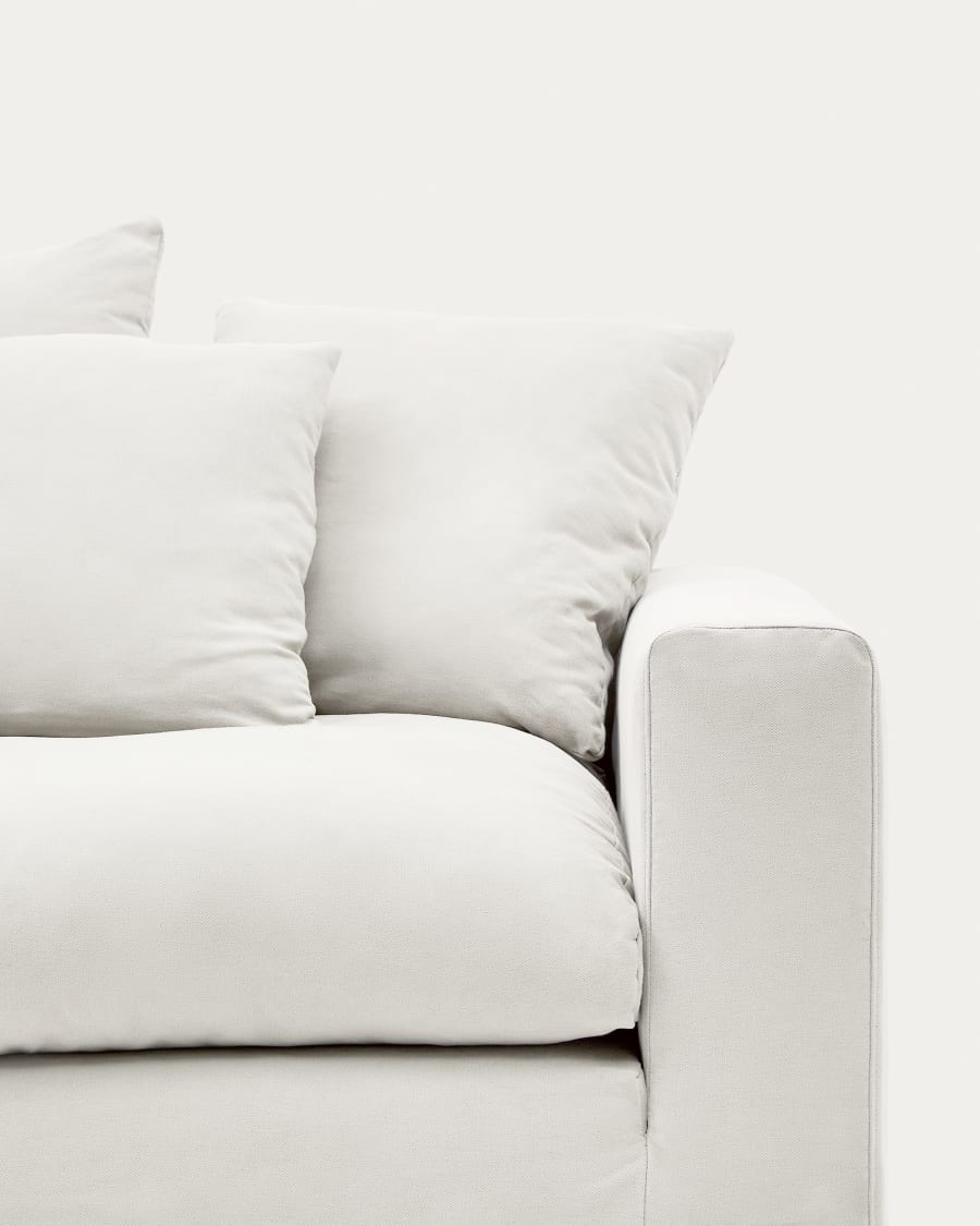 Nora armchair cover in ecru linen and cotton 140 cm