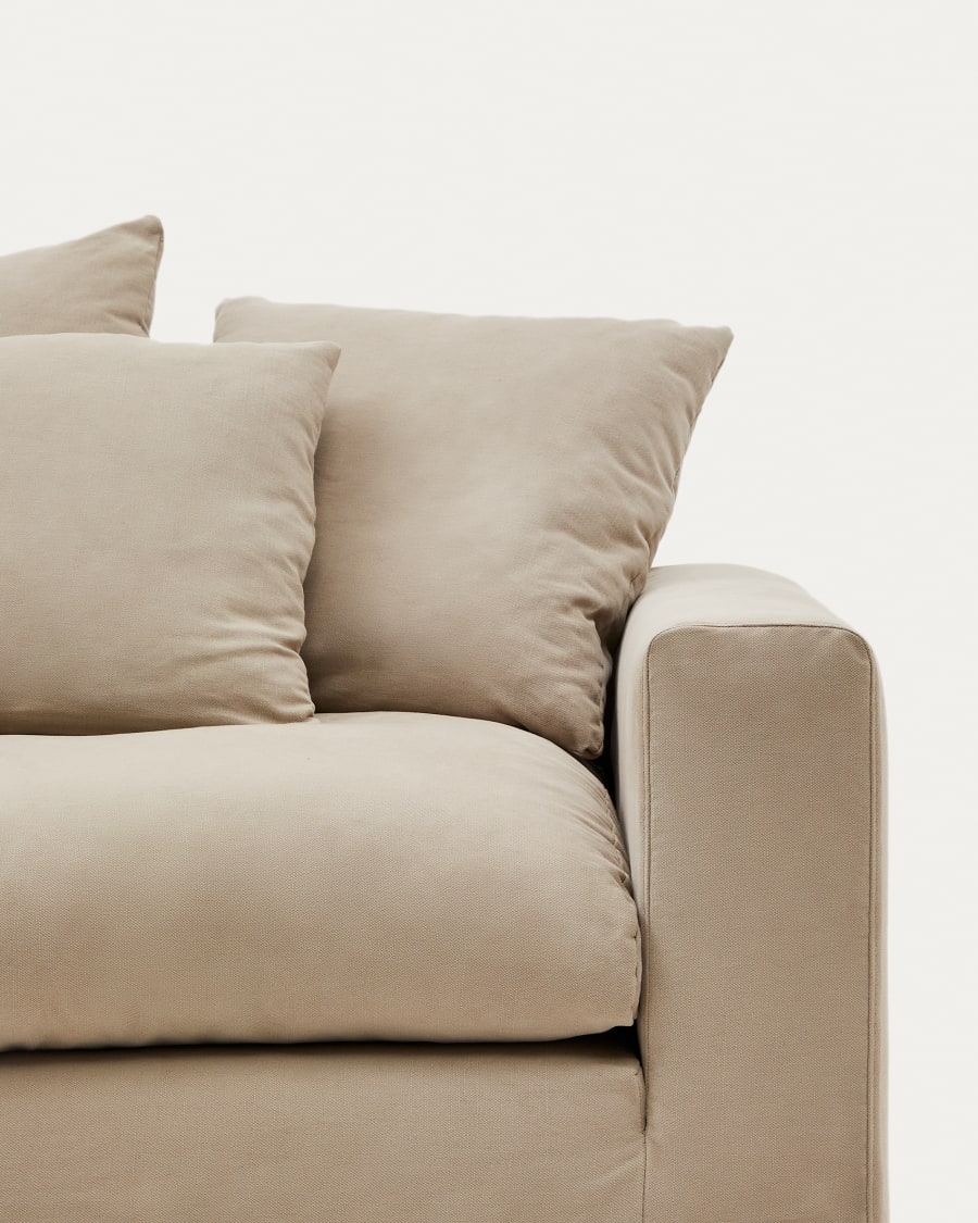 3-seater Nora sofa cover in taupe linen and cotton