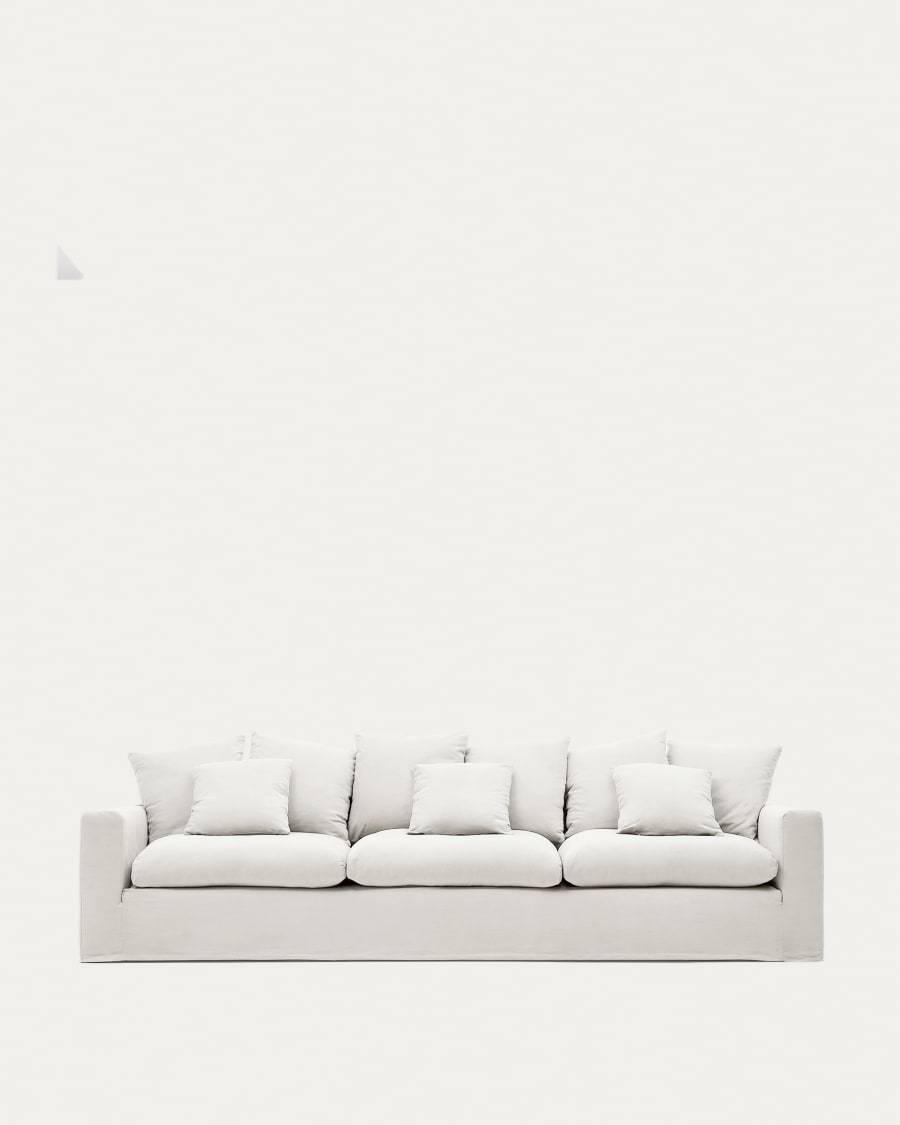 Nora 4-seater sofa cover in ecru linen and cotton