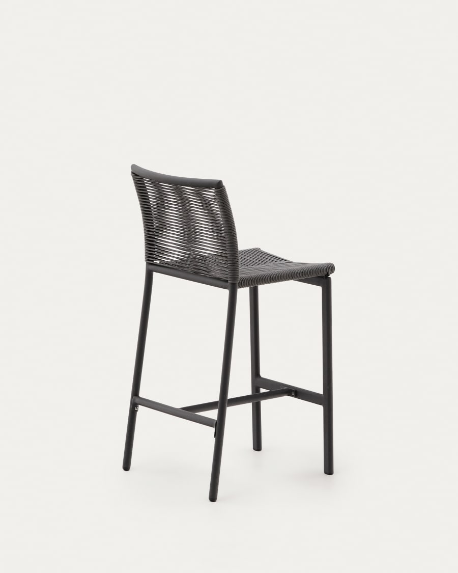 Culip outdoor stool made of rope cord and grey aluminum 65 cm