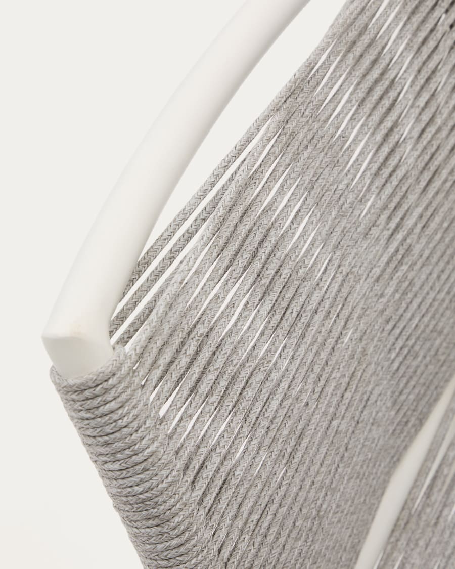 Culip outdoor stool made of rope cord and white aluminium, 65 cm