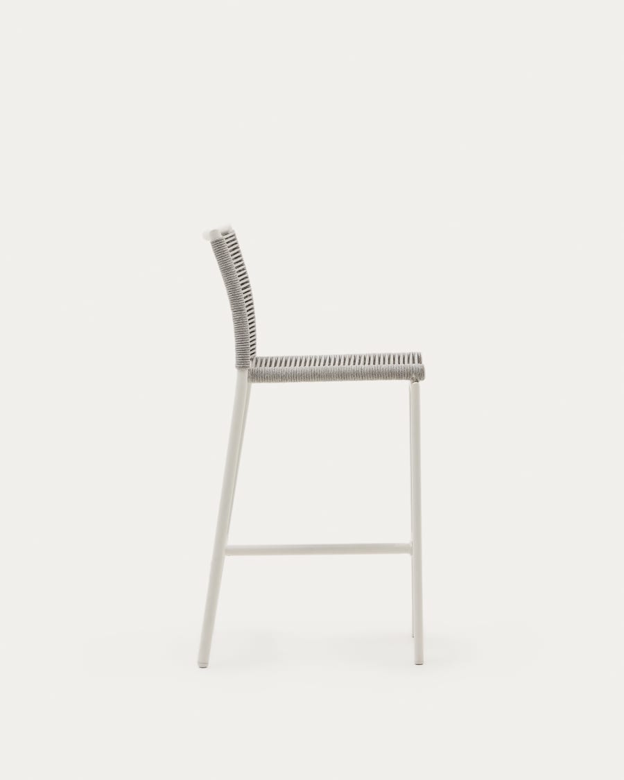 Culip outdoor stool made of rope cord and white aluminium, 65 cm