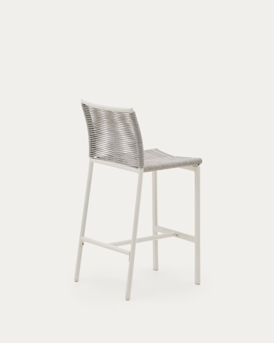 Culip outdoor stool made of rope cord and white aluminium, 65 cm
