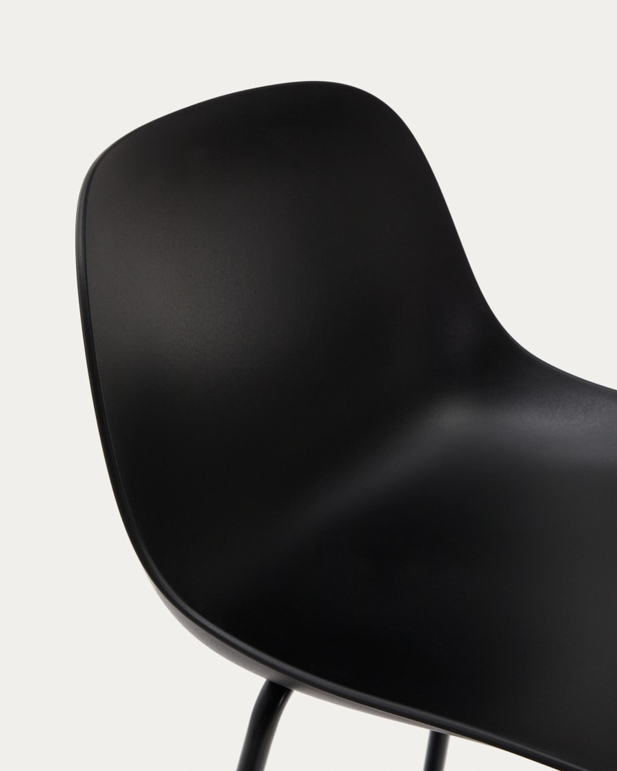 Altea black stool with black-finished steel legs 75 cm