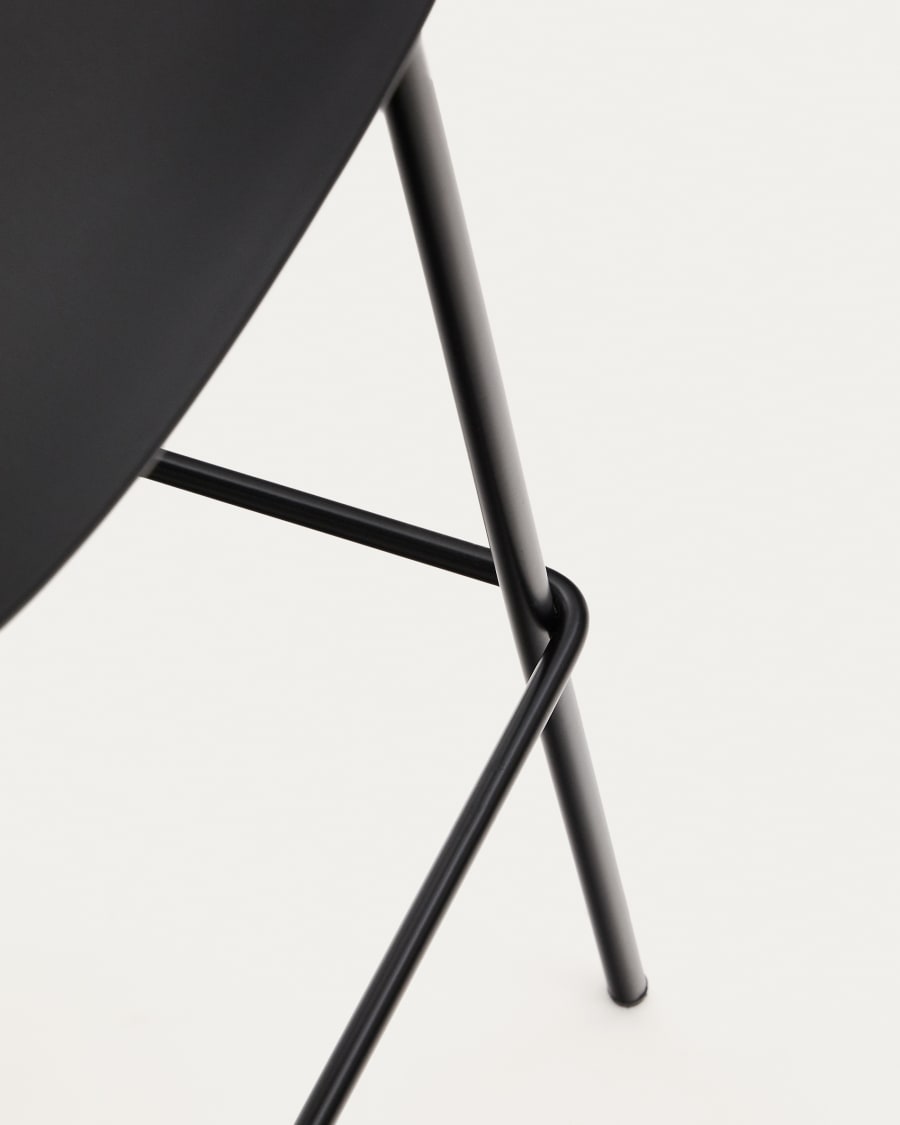 Altea black stool with black-finished steel legs 75 cm