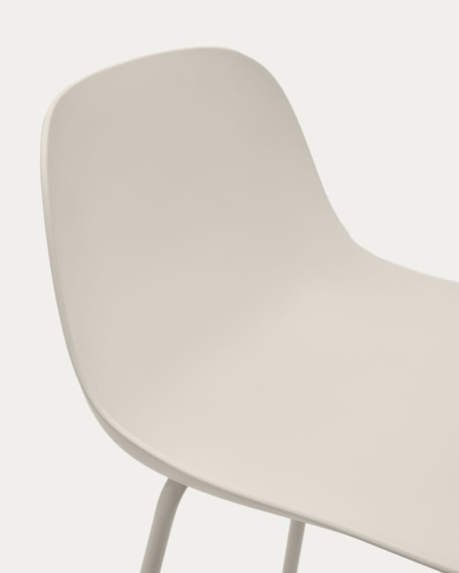 Altea beiger Hocker mit beige lackierten Stahlbeinen 75 cm