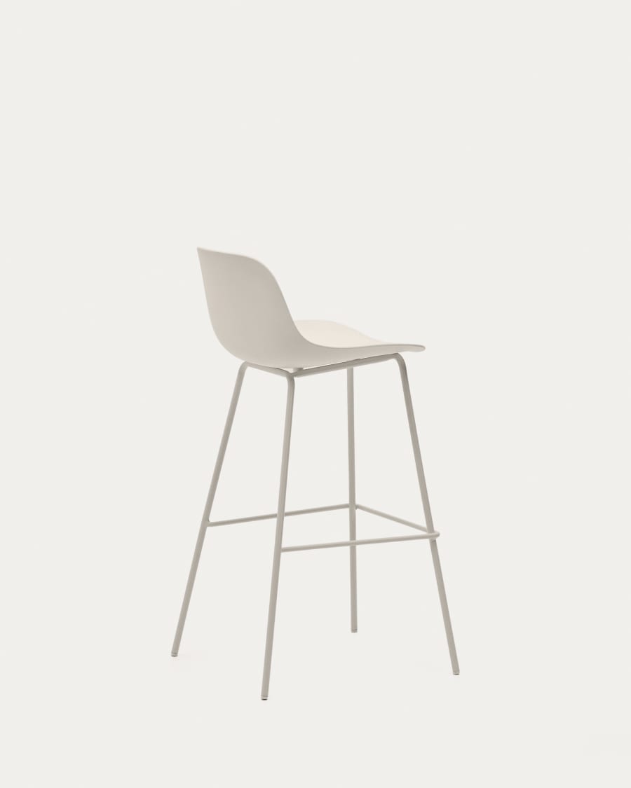 Altea beiger Hocker mit beige lackierten Stahlbeinen 75 cm