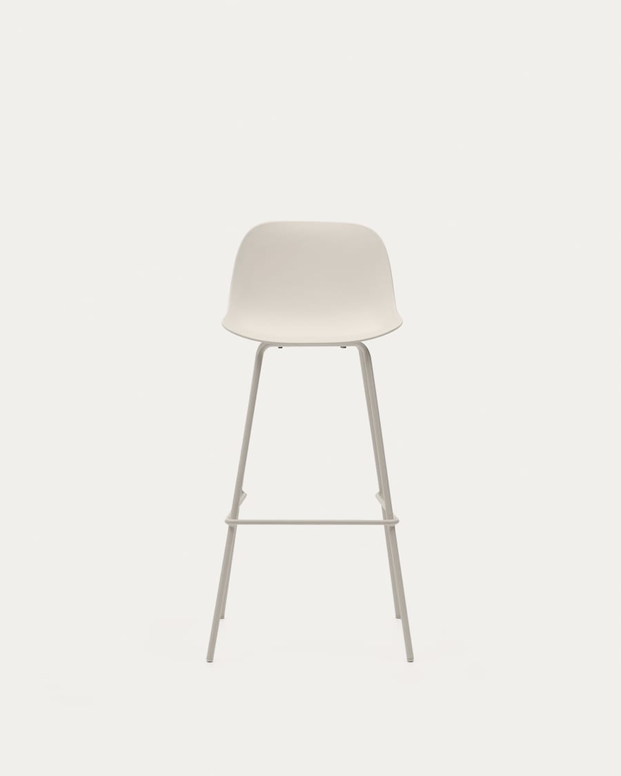 Altea beiger Hocker mit beige lackierten Stahlbeinen 75 cm