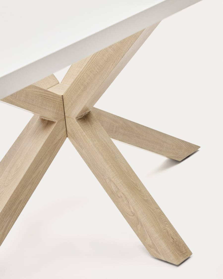 Argo table in melamine with white finish and wood-effect steel legs 200 x 100 cm