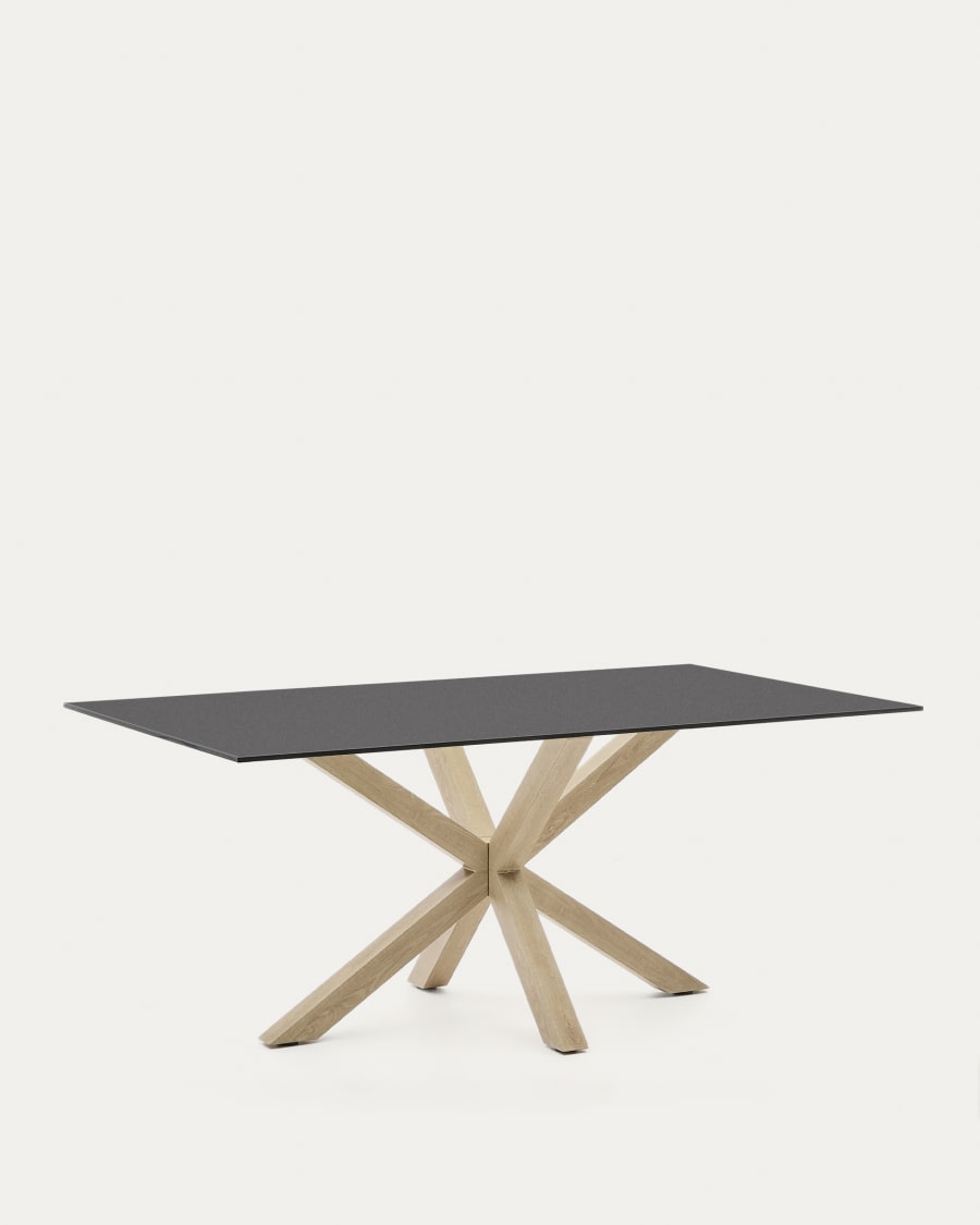 Argo table 180x100 cm, steel in sonoma and black glass
