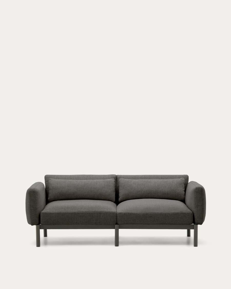 Sorells modulaire 2-zits buitenbank met grijze bekleding en aluminium grijs 201 cm