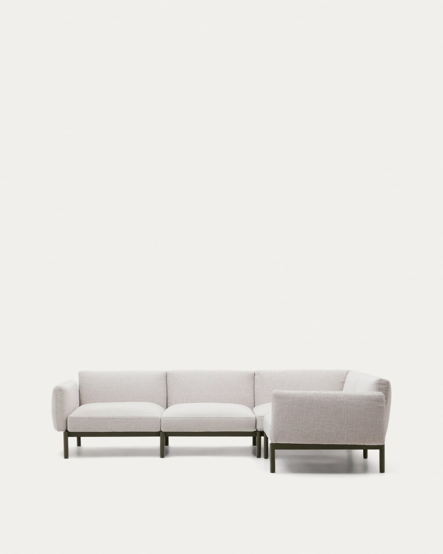 Sorells modular 5-seater outdoor corner sofa in aluminium with green finish 276 x 191,5 cm