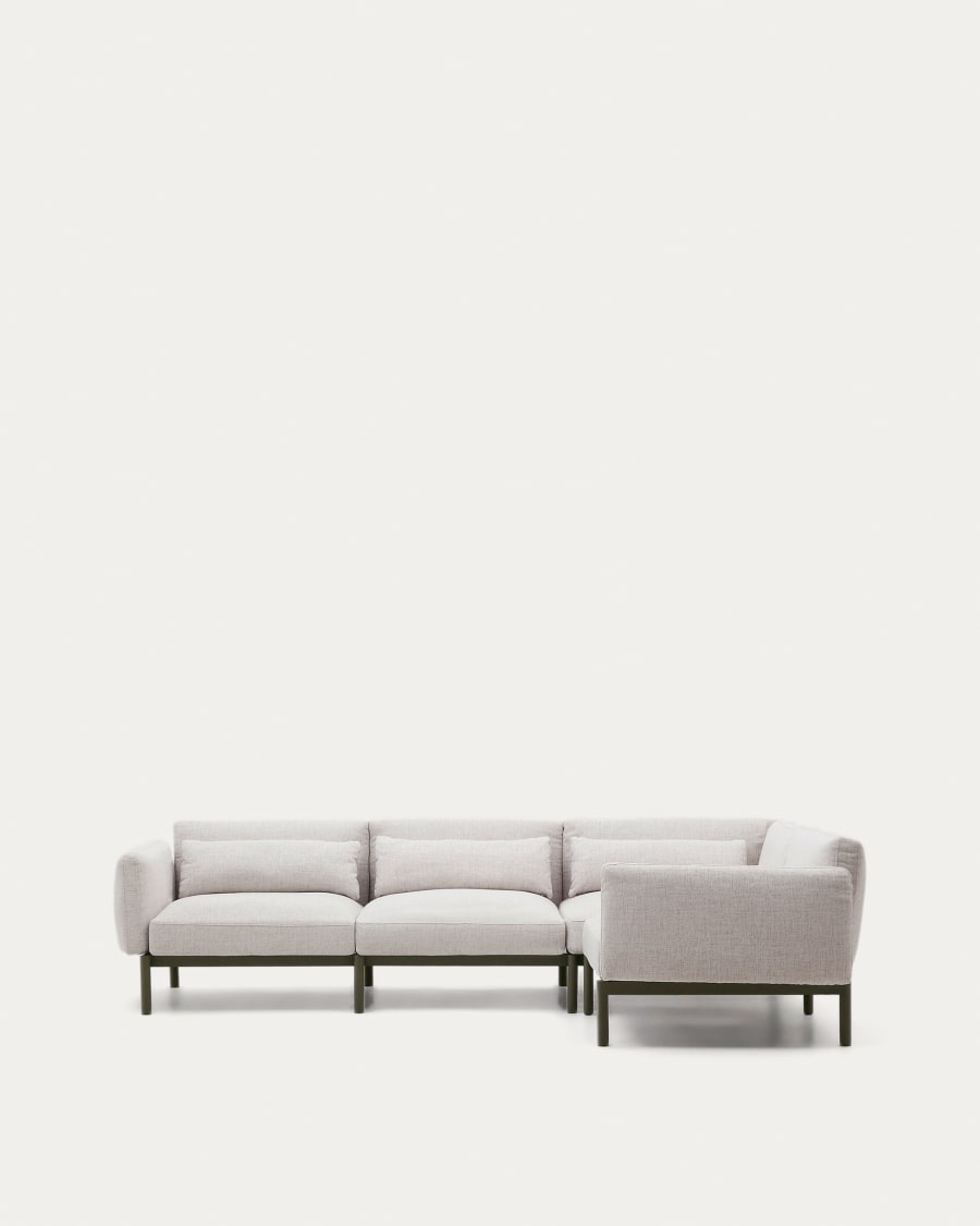Sorells modular 5-seater outdoor corner sofa in aluminium with green finish 276 x 191,5 cm