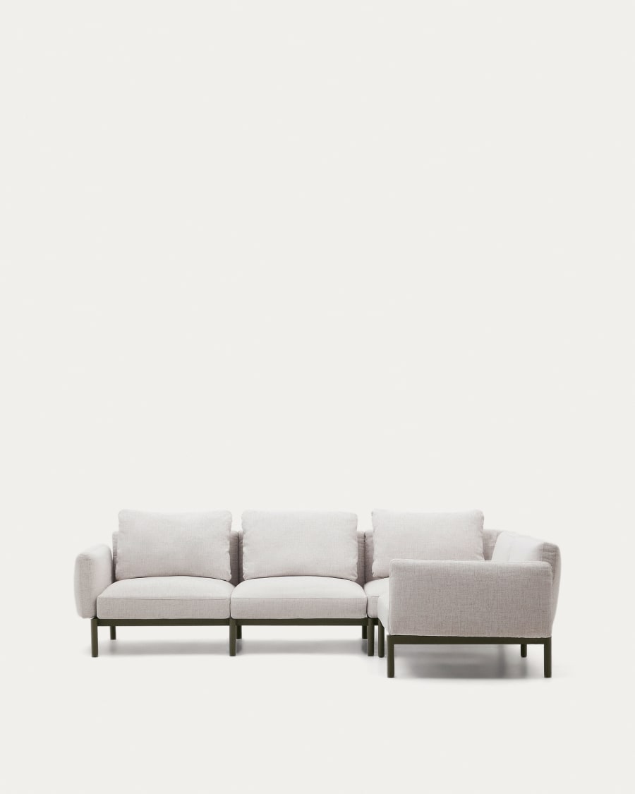 Sorells modular 5-seater outdoor corner sofa in aluminium with green finish 276 x 191,5 cm