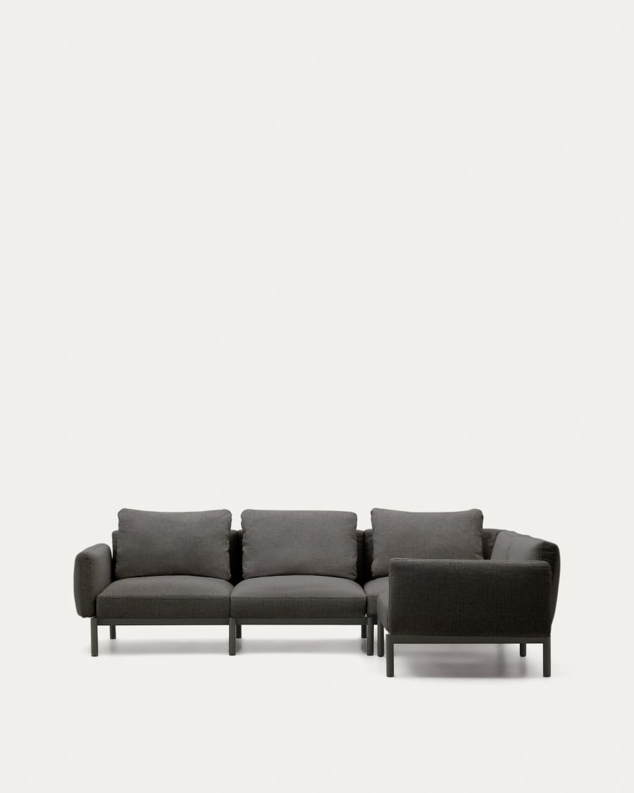 Sorells modular 5-seater outdoor corner sofa in aluminium with grey finish 276 x 191,5 cm