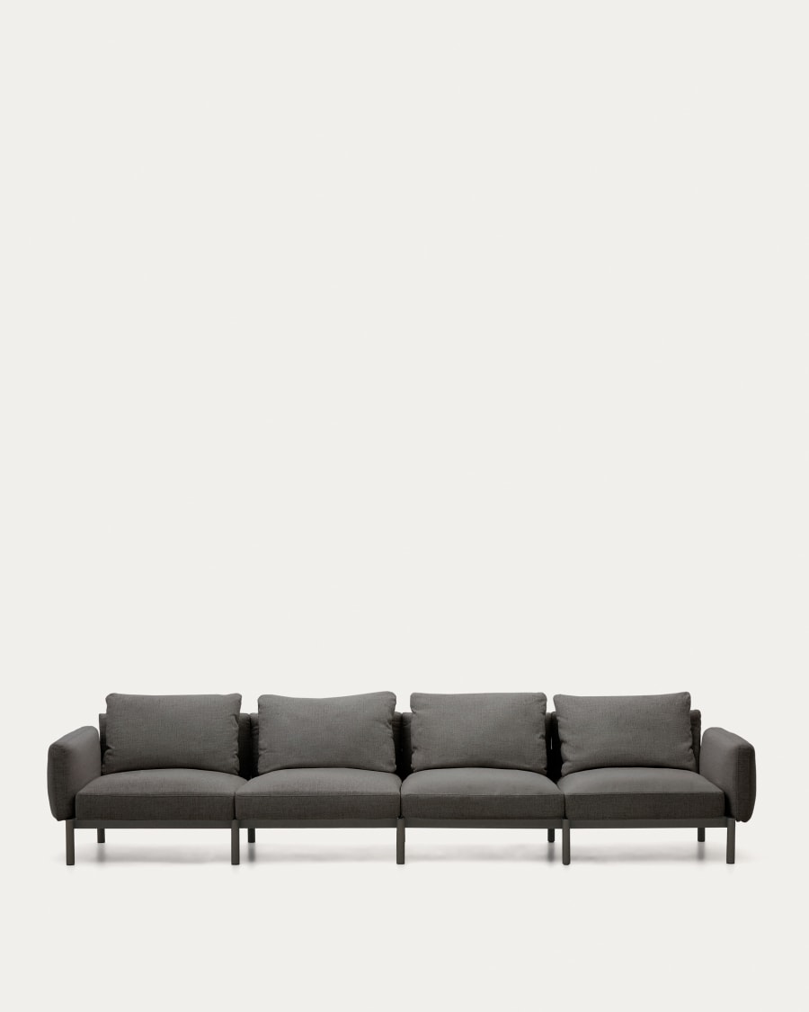 Sorells modular 4-seater outdoor sofa in aluminium with grey finish 370 cm
