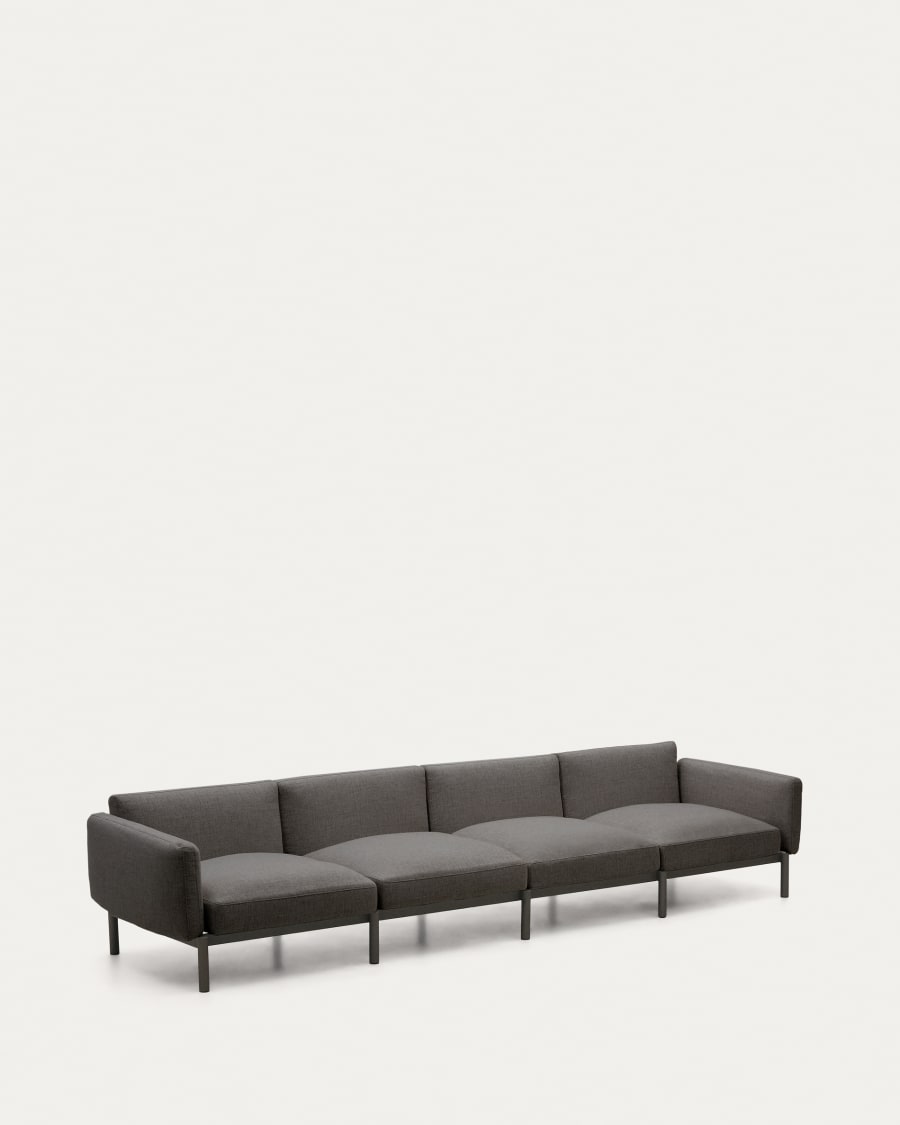 Sorells modular 4-seater outdoor sofa in aluminium with grey finish 370 cm