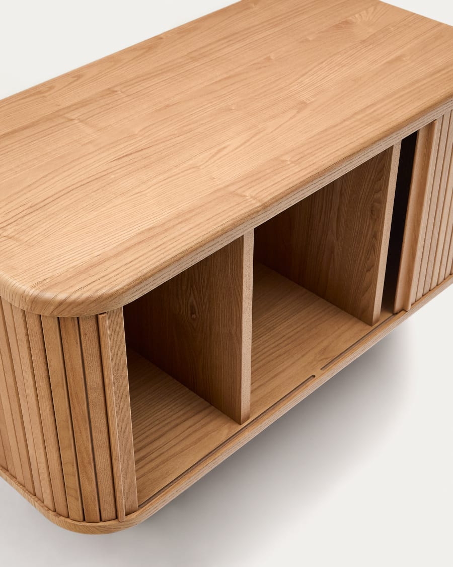 Mailen bathroom cupboard in ash veneer in a natural finish, 90 x 45 cm