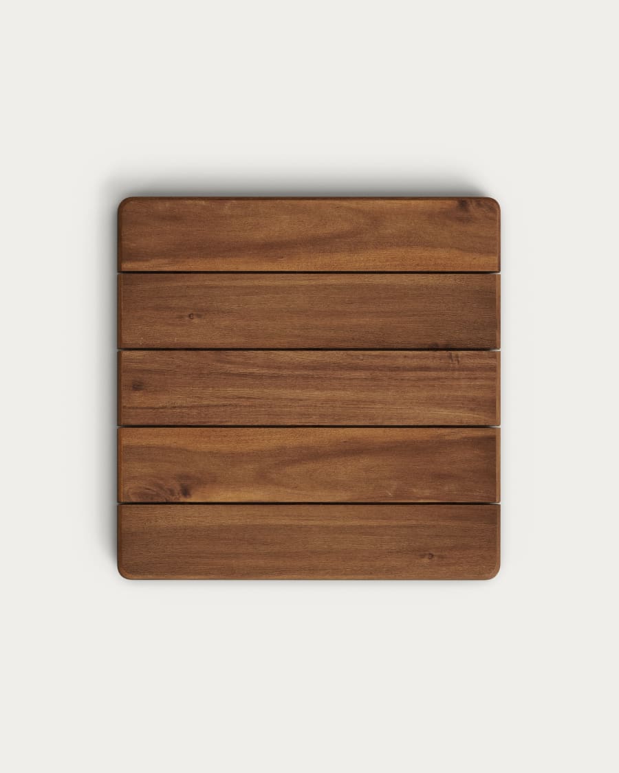 Taula de bar Saura de metall pintat de negre amb sobre acàcia noguera 70x70x70cm FSC 100%