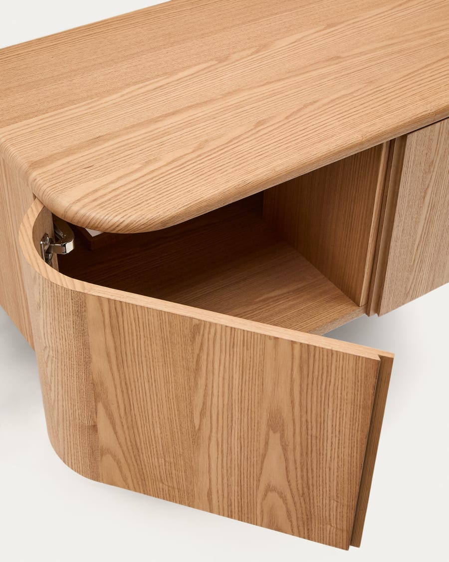 Salaya ash laminated plywood bathroom cupboard in a natural finish, 90 x 45 cm
