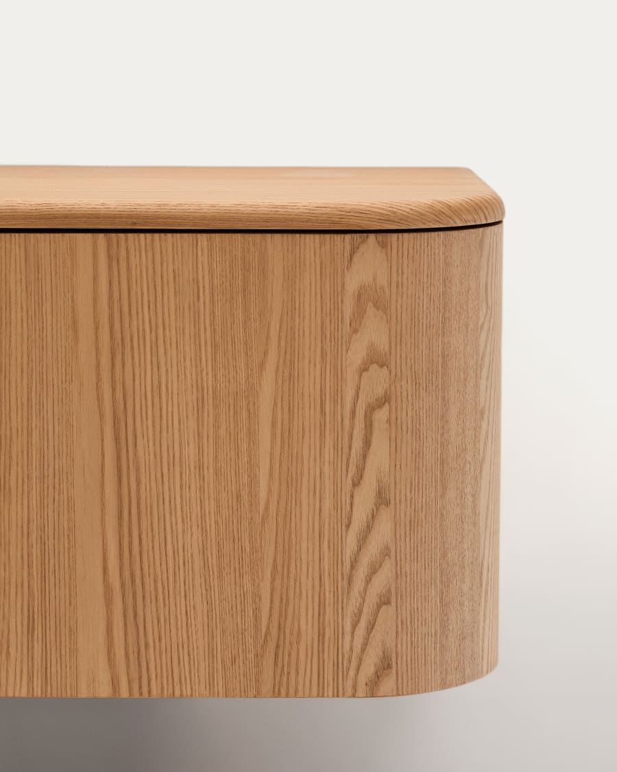Salaya ash laminated plywood bathroom cupboard in a natural finish, 90 x 45 cm