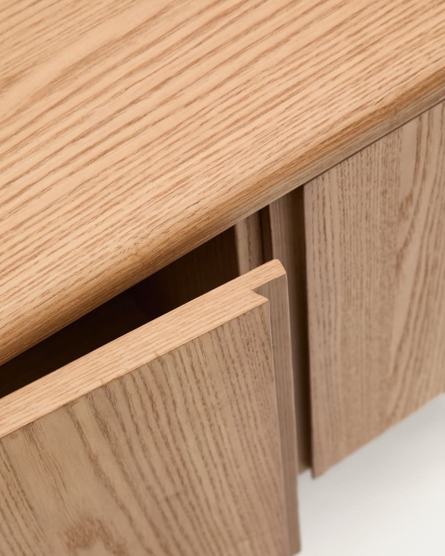 Salaya ash laminated plywood bathroom cupboard in a natural finish, 90 x 45 cm