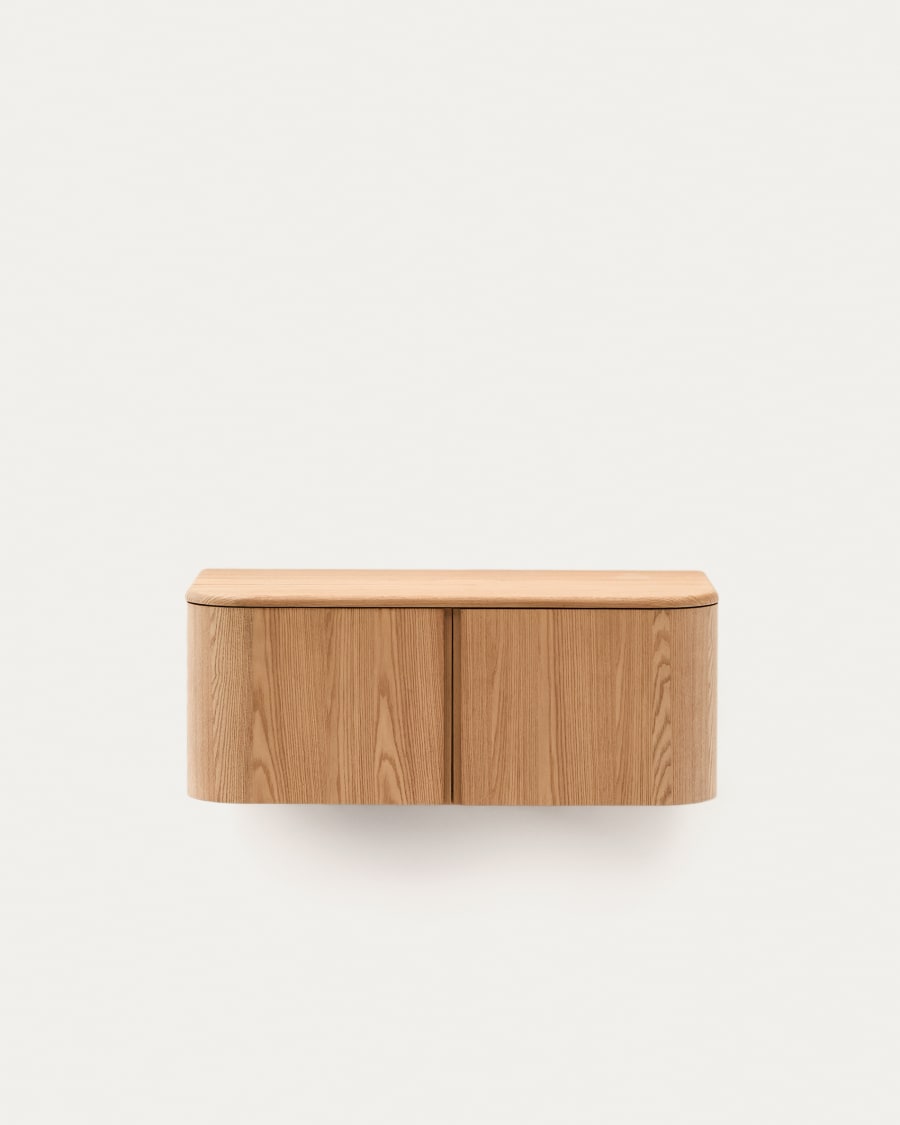 Salaya ash laminated plywood bathroom cupboard in a natural finish, 90 x 45 cm