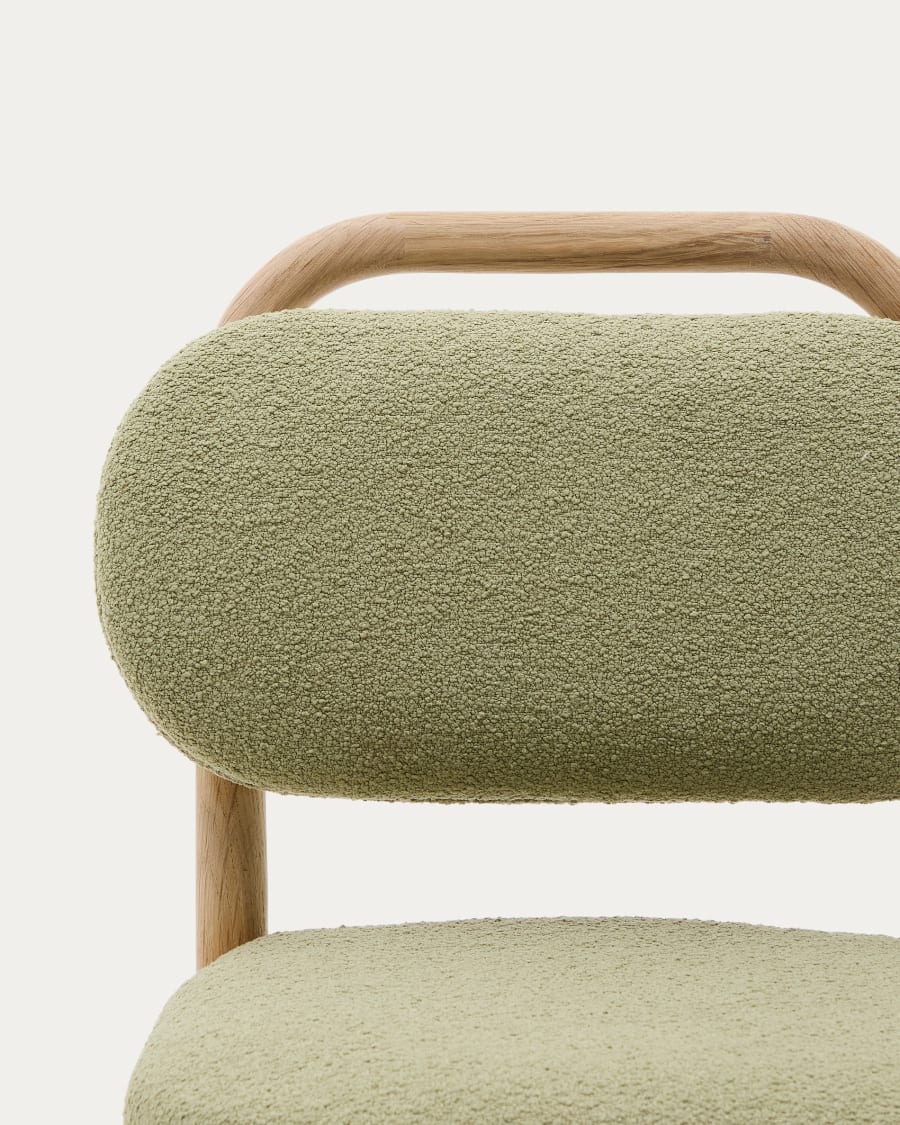 Helda child’s chair in green bouclé and solid oak wood FSC Mix Credit