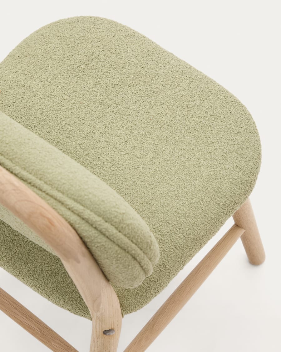 Helda child’s chair in green bouclé and solid oak wood FSC Mix Credit
