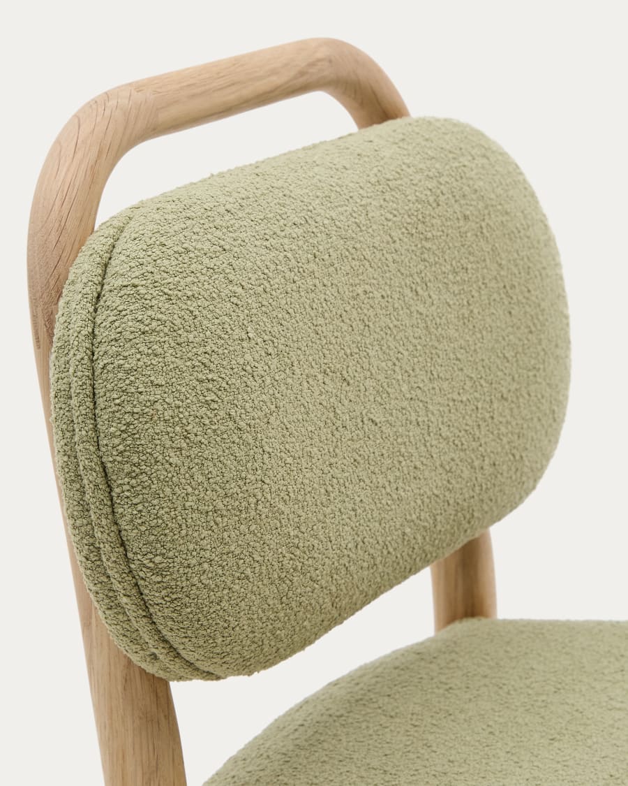 Helda child’s chair in green bouclé and solid oak wood FSC Mix Credit