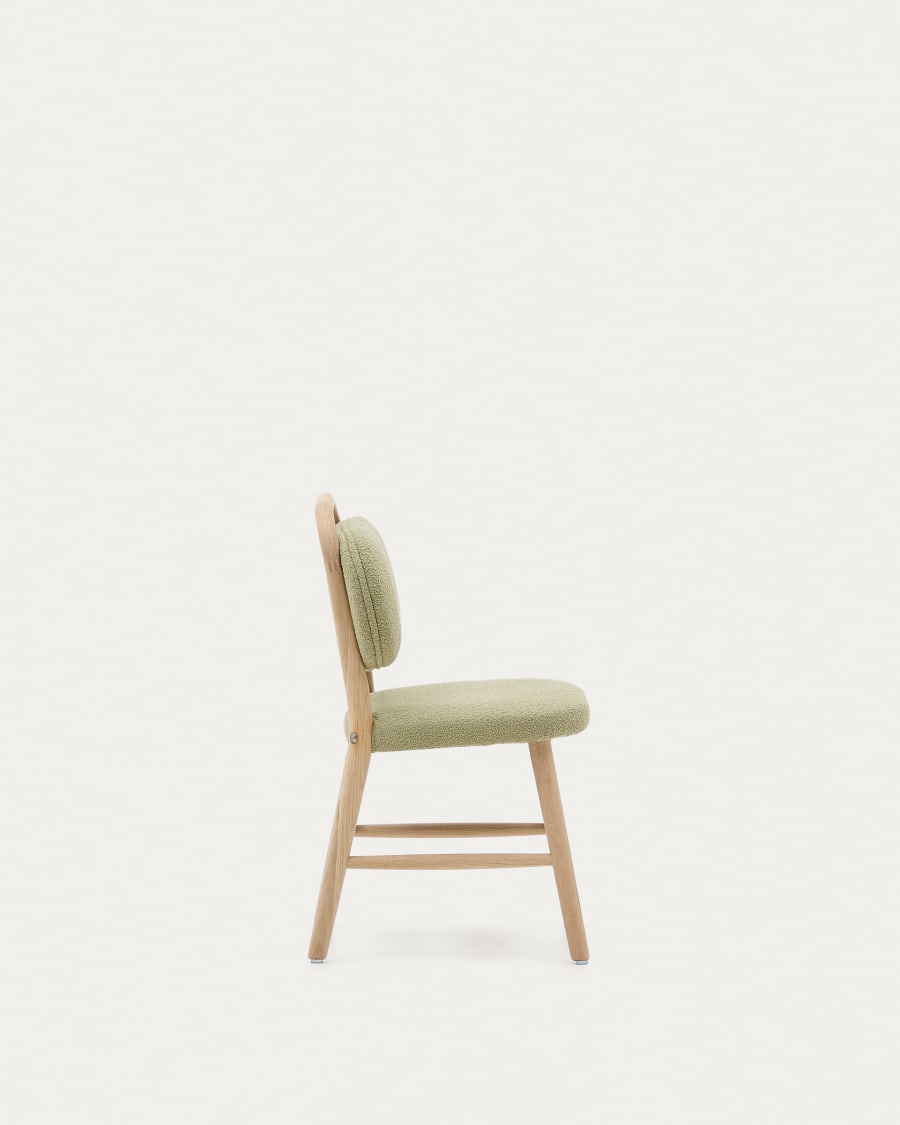 Helda child’s chair in green bouclé and solid oak wood FSC Mix Credit
