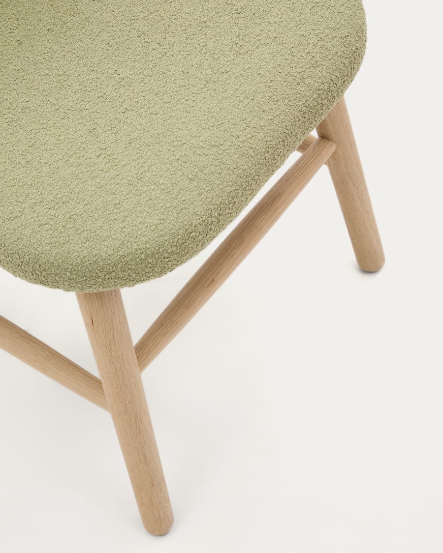 Helda child’s chair in green bouclé and solid oak wood FSC Mix Credit