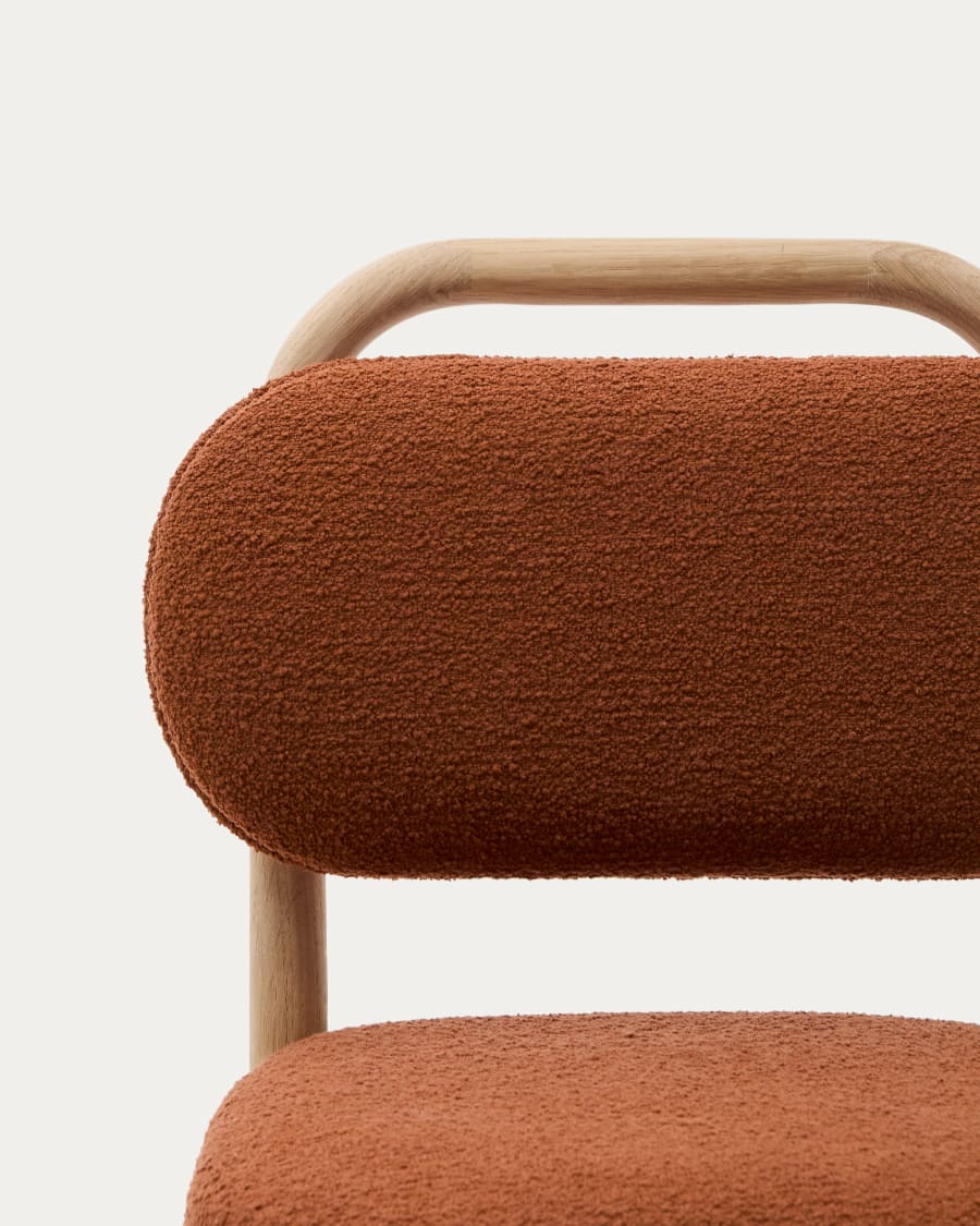 Helda child’s chair in terracotta bouclé and solid oak wood FSC Mix Credit