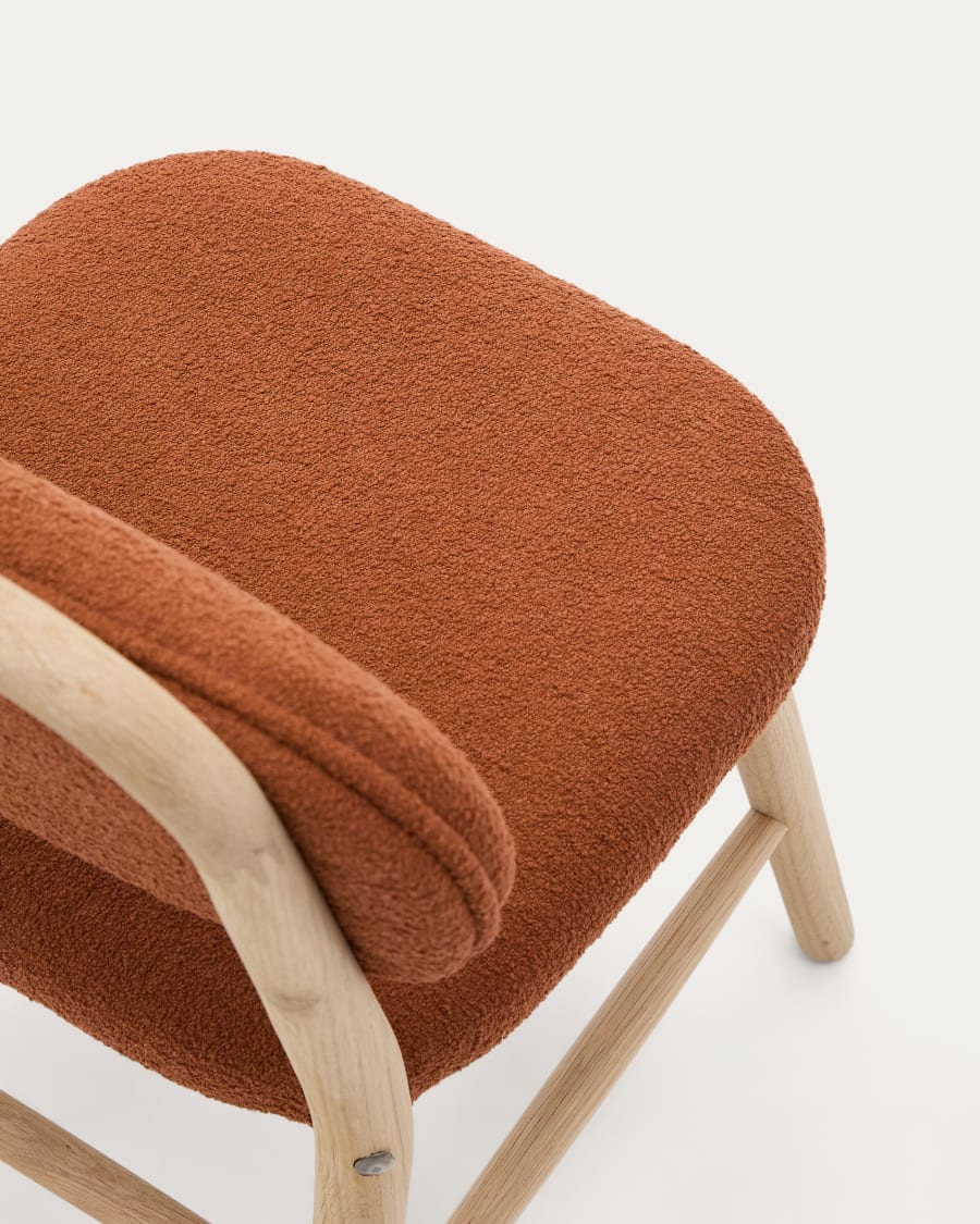 Helda child’s chair in terracotta bouclé and solid oak wood FSC Mix Credit