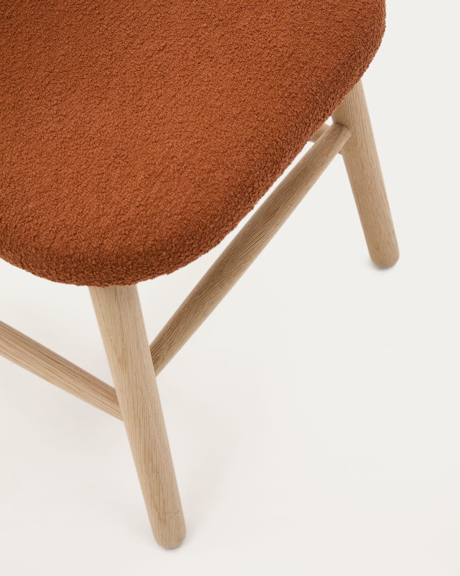 Helda child’s chair in terracotta bouclé and solid oak wood FSC Mix Credit